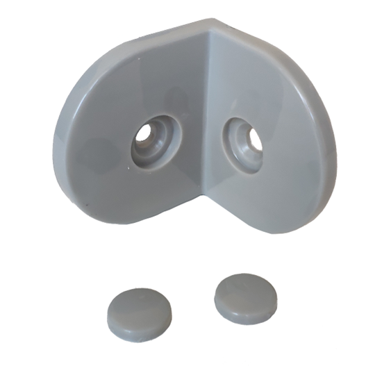 Pilkas plastikinis tvirtinimo kampas N-001